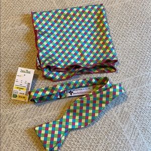 Men’s silk bow tie and pocket square set